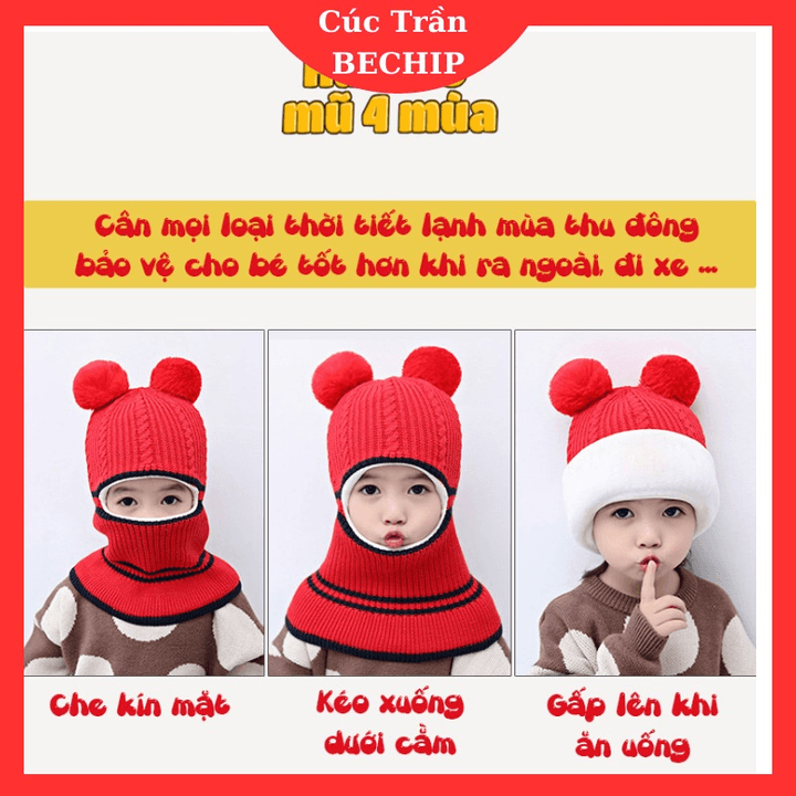 Mũ Len Ninja Trùm Cổ Giữ ấm Cho Bé Ctb519 – Bechip