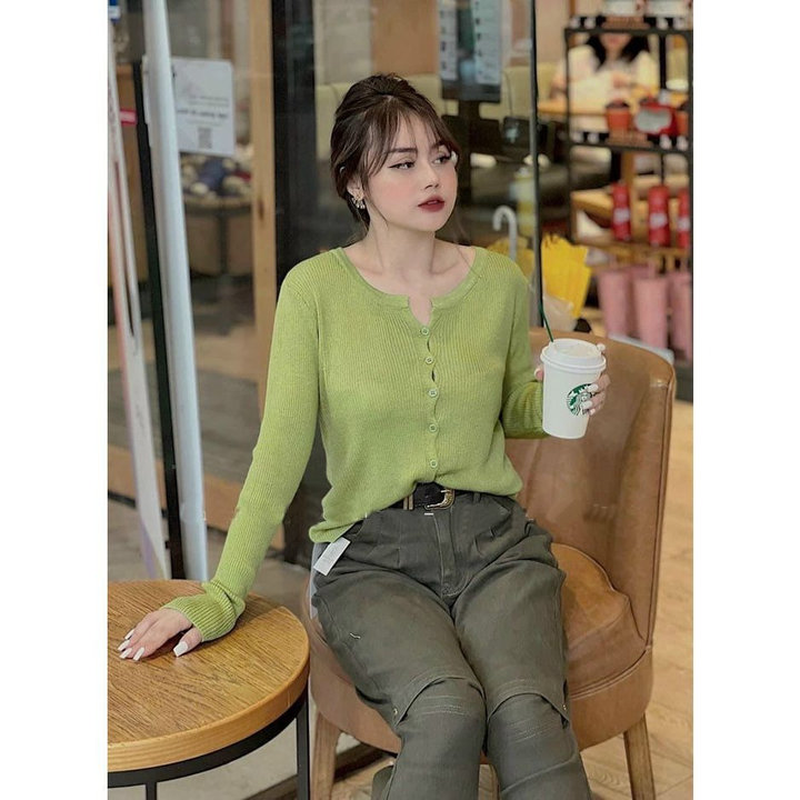 áo Len Cardigan 7 Khuy Dài Tay, Chất Liệu Len Dệt Kim Mềm Mại Dành Cho Bạn Nữ Slcxa72 – Chipxinhxk