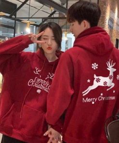 áo Khoác Nỉ Pe In Họa Tiết Giáng Sinh (noel) Merry Christmas Cổ Chui Có Nón – Htm Fashion