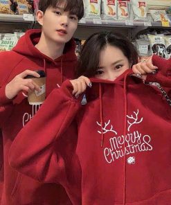 áo Khoác Nỉ Pe In Họa Tiết Giáng Sinh (noel) Merry Christmas Cổ Chui Có Nón – Htm Fashion
