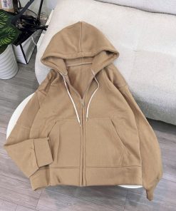 áo Khoác Hoodie Khóa Kéo Có Nón Phối Trơn Nhiều Màu – Htm Fashion