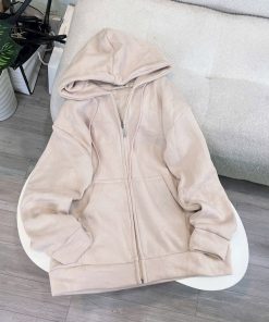 áo Khoác Hoodie Khóa Kéo Có Nón Phối Trơn Nhiều Màu – Htm Fashion