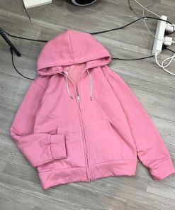áo Khoác Hoodie Khóa Kéo Có Nón Phối Trơn Nhiều Màu – Htm Fashion