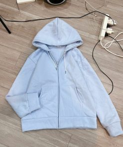 áo Khoác Hoodie Khóa Kéo Có Nón Phối Trơn Nhiều Màu – Htm Fashion