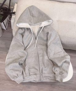 áo Khoác Hoodie Khóa Kéo Có Nón Phối Trơn Nhiều Màu – Htm Fashion