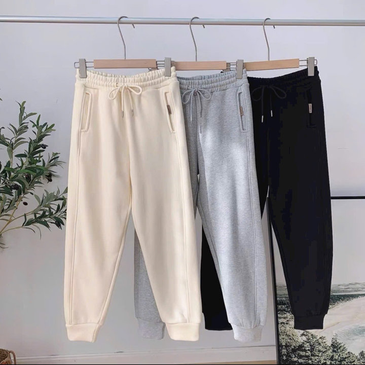 Quần Dài Nam Nữ Nỉ Bo Gấu Chân Kèm Dây Rút Dày Dặn – Htm Fashion