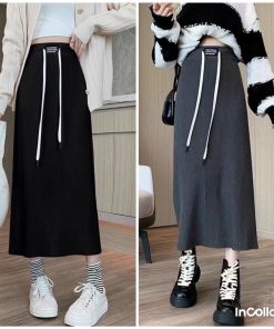 Chân Váy Len Bút Chì Dáng Dài Phối Tag Phong Cách Hàn Quốc Dành Cho Bạn Nữ