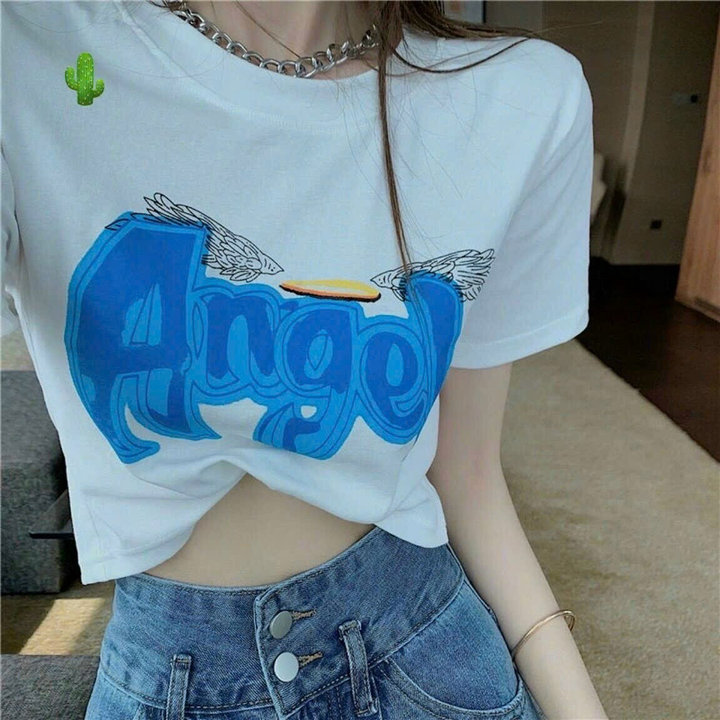 áo Thun Nữ Croptop Cổ Tròn Tay Ngắn Angel – Ausa House