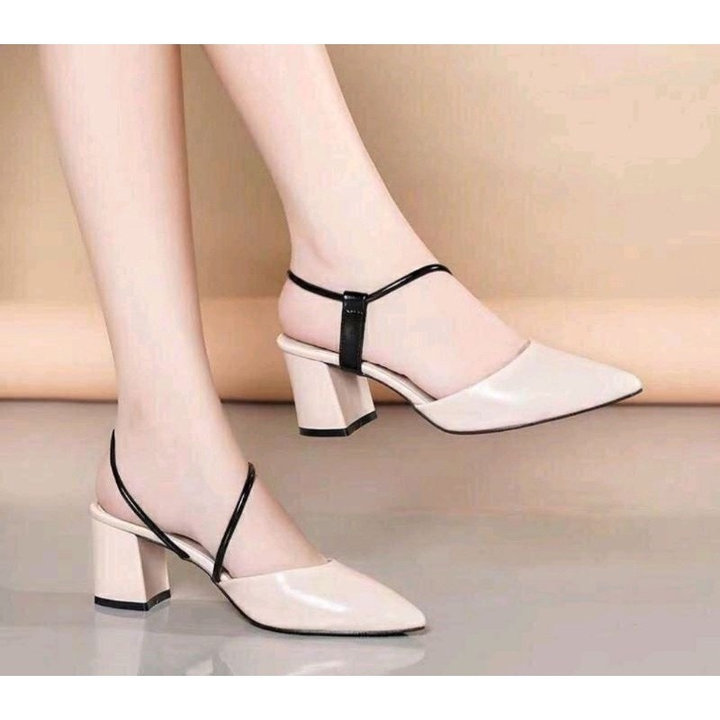 Giày Cao Gót 5 Phân Mũi Nhọn Gót Vuông Quai Chéo ôm Chân Sh1009 – Sam Store