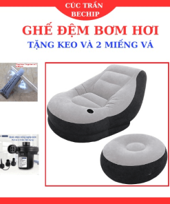 Ghế đệm Bơm Hơi, Ghế Hơi Tựa Lưng Bọc Nhung Cao Cấp Thư Giản Siêu êm Tặng Keo Và 2 Miếng Vá, Ctb557 – Bechip