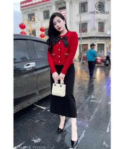 áo Len Cúc Ngọc Phối Nơ Sang Trọng – Thời Trang Hc