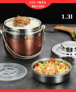 Hộp Cơm Giữ Nhiệt 2 Ngăn 1.3l, Cặp Lồng Bom Xuất Hàn 1,3l Ctb398 – Bechip