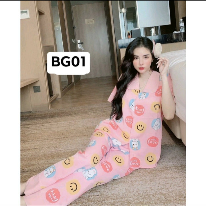 Sét đồ Bộ Pijama Dài Tay ( 60-75kg ) Nhiều Họa Tiết Xinh Xắn