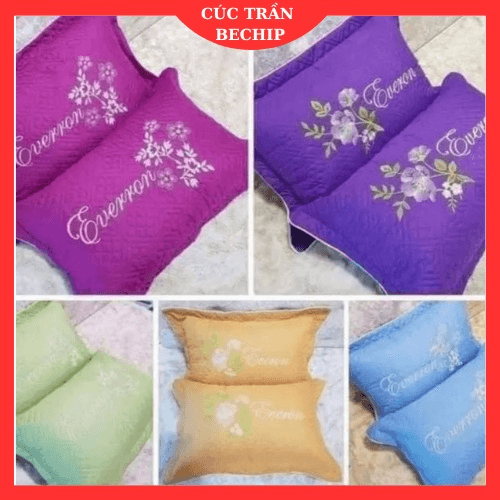 [ Cặp 2 Cái ] Vỏ Gối Trần Bông Có Khóa Kéo Thêu Hoa Ctb24 – Bechip