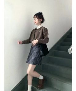 Chân Váy Chữ A Chất Dạ Phối Họa Tiết Kẻ Sọc Phong Cách Hàn Quốc Dành Cho Bạn Nữ – Chipxinhxk