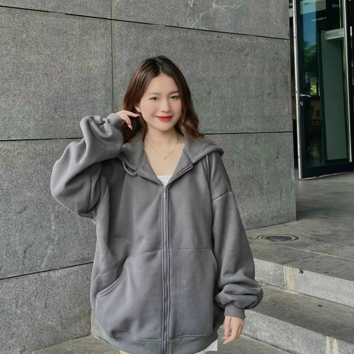 áo Khoác Nỉ Chính Phẩm Trơn Mũ 2 Lớp Form Rộng Unisex