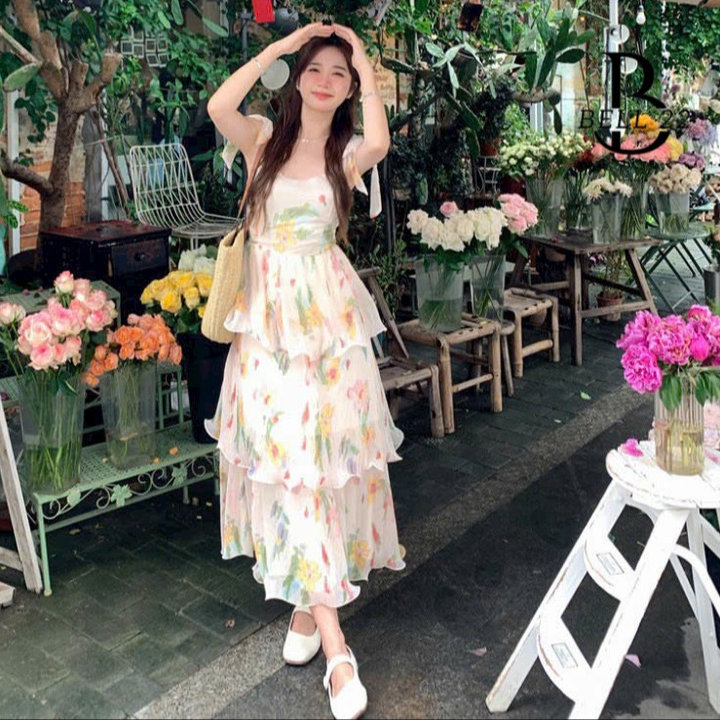 đầm 2 Dây Cầu Vồng Xoè 3 Tầng Mocking Sau Lưng( Có Mút) B1268 – Bell22 Store