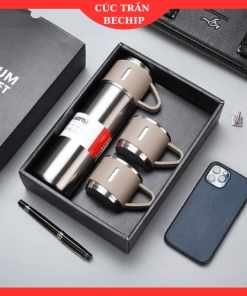 Bộ Bình Giữ Nhiệt Inox Kèm 2 Cốc Sang Trọng 500ml Vacuum Flask Ctb68 – Bechip