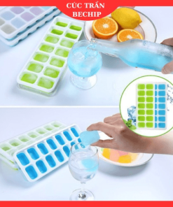Combo 2 Khay Làm đá Silicone, Chống Dính 14 ô Có Nắp đậy Ctb127 – Bechip