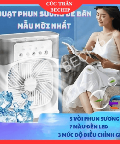 Quạt điều Hòa Phun Sương, Quạt điều Hòa Hơi Nước để Bàn Kèm đèn Led 7 Màu Ctb196 – Bechip