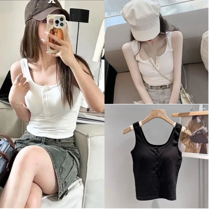 áo Ba Lỗ Nữ Trơn, áo Croptop Sát Nách Nữ Kiểu ôm Body Tank Top Vải Co Giãn Tốt, Mặc đi Chơi