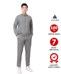 Bộ Nỉ Kéo Khóa Aligro Màu Ghi Nhạt Bn.21 – Aligro
