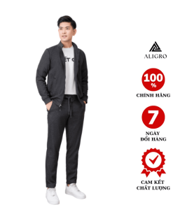 Bộ Nỉ Kéo Khóa Aligro Màu Ghi đậm Bn.20 – Aligro