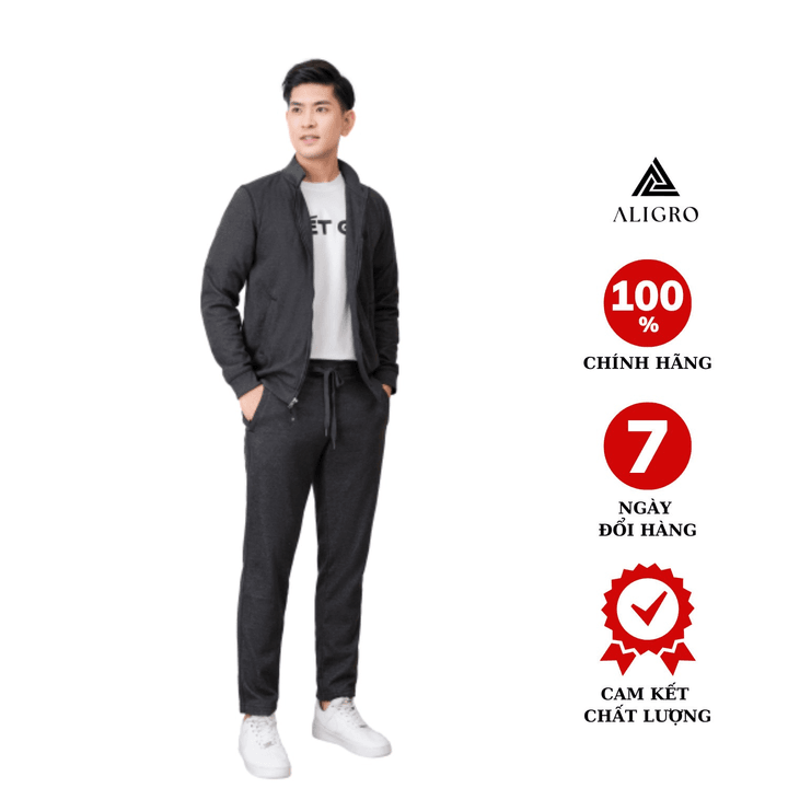 Bộ Nỉ Kéo Khóa Aligro Màu Ghi đậm Bn.20 – Aligro