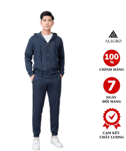 Bộ Nỉ Hoddie Aligro Kéo Khóa Có Mũ Màu Navy Bn.15 – Aligro