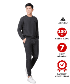 Bộ Nỉ Aligro Cổ Tròn Màu Ghi đậm Bn.13 – Aligro