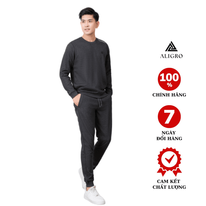 Bộ Nỉ Aligro Cổ Tròn Màu Ghi đậm Bn.13 – Aligro
