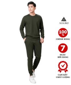 Bộ Nỉ Aligro Cổ Tròn Màu Xanh Rêu Bn.12 – Aligro