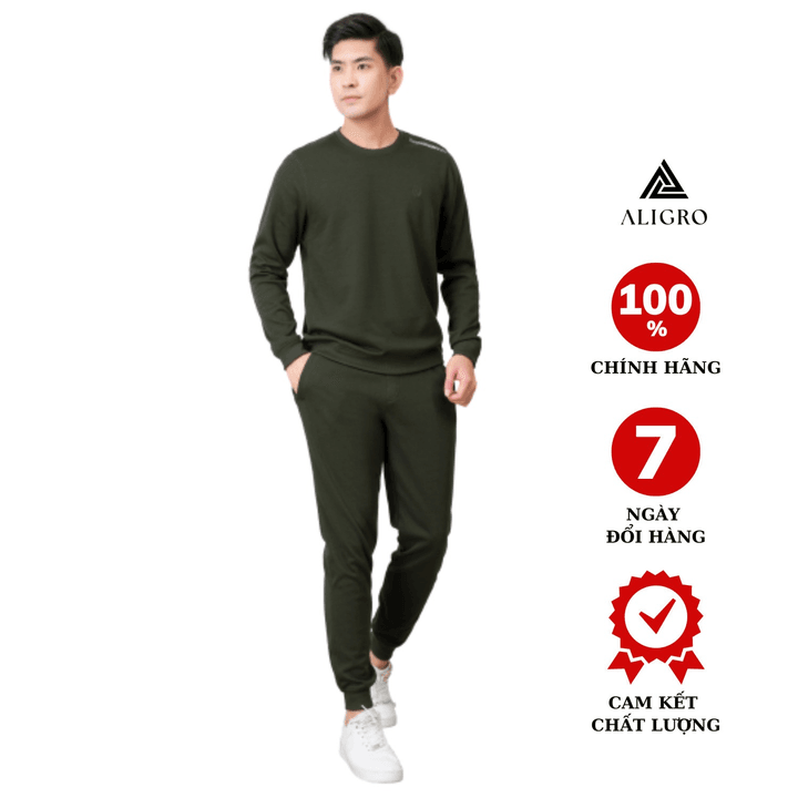 Bộ Nỉ Aligro Cổ Tròn Màu Xanh Rêu Bn.12 – Aligro