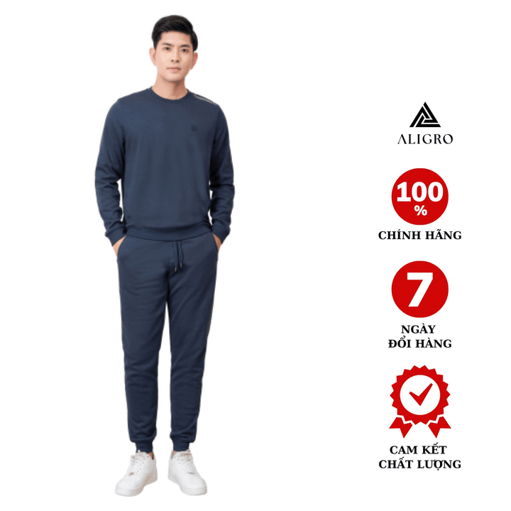 Bộ Nỉ Aligro Cổ Tròn Màu Navy Bn.11 – Aligro