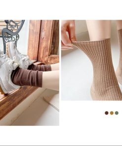 Combo 5 đôi Tất Gân Trơn Cao Cổ Phong Cách Vintage Dành Cho Bạn Nữ – Chipxinhxk