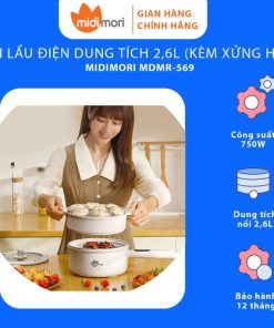 Nồi Lẩu điện đa Năng Dung Tích 2,6 Lít Kèm Xửng Hấp – Mdmd-569 – Midimori