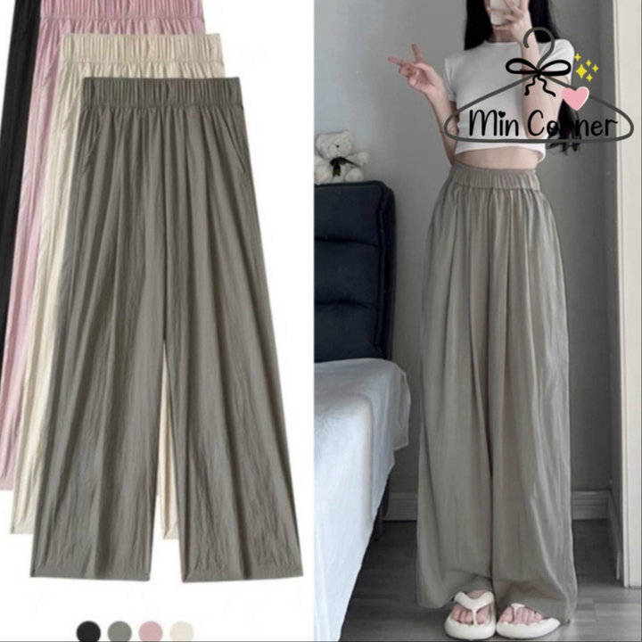 Quần ống Rộng Quần Suông Lưng Thun Chất đũi Mq91 – Min Corner