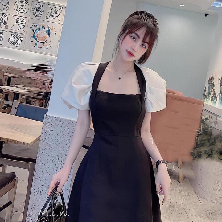 đầm Váy Nữ Tiểu Thư Tafta Cổ Vuông Tay Phồng St708- Sam Store