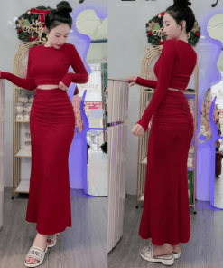 Set Bộ Body Váy Nhún đuôi Xoè Form Dài Thun Tăm – Hana Mart