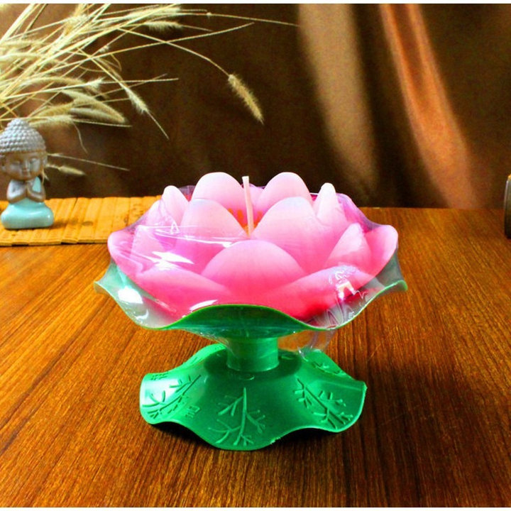 Nến Hình Hoa Sen Có đế Bằng Lá 6x7cm – Su