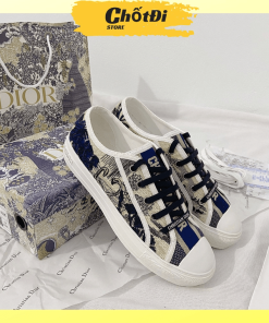 Giày Sneaker Nam Nữ Dior Canvas Thêu Hoạ Tiết Hạc đen, Chất Lượng Siêu Cấp, Hàng Chuẩn Trung Hg004 – Chốt đi Store