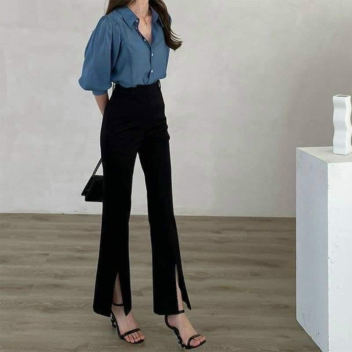 Quần ống Rộng Loe Xẻ Tà Chất Umi Co Dãn Tốt