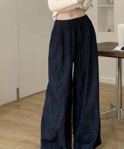 Quần Baggy Nam Nữ Unisex ống Rộng Jean Lụa Cao Cấp Cạp Cao Lưng Chun – Ausa House