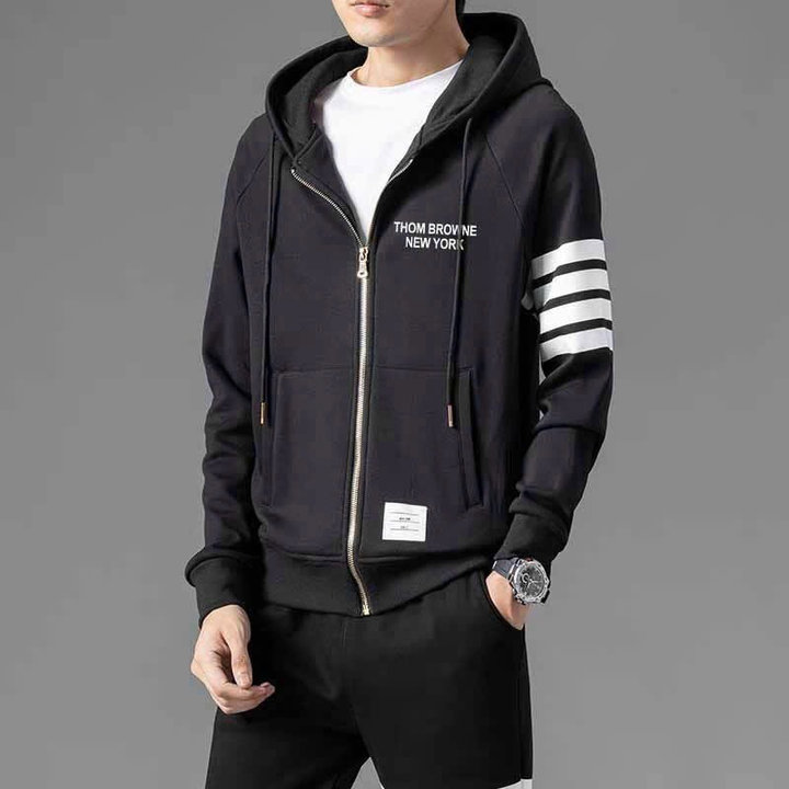 áo Khoác Nỉ Nam Nữ Unisex Thom Browne 4 Sọc Kẻ Tay Chữ Dập Trước Ngực – Ausa House