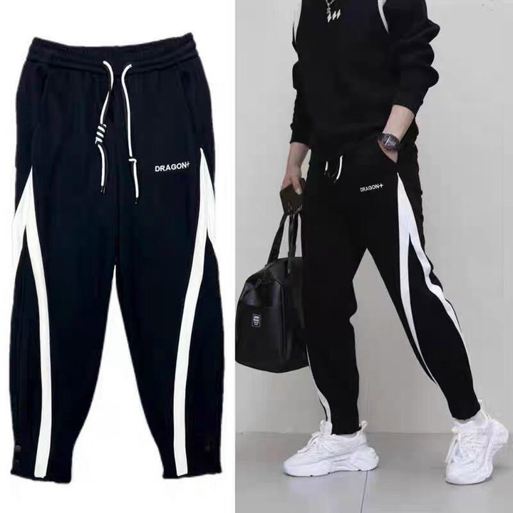 Quần Dài Nam Jogger Thun Nỉ Sọc Bo Túm Gấu – Ausa House