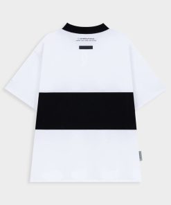 áo Polo Unisex Nam Nữ Form Rộng Phối Màu đen Trắng Học Sinh