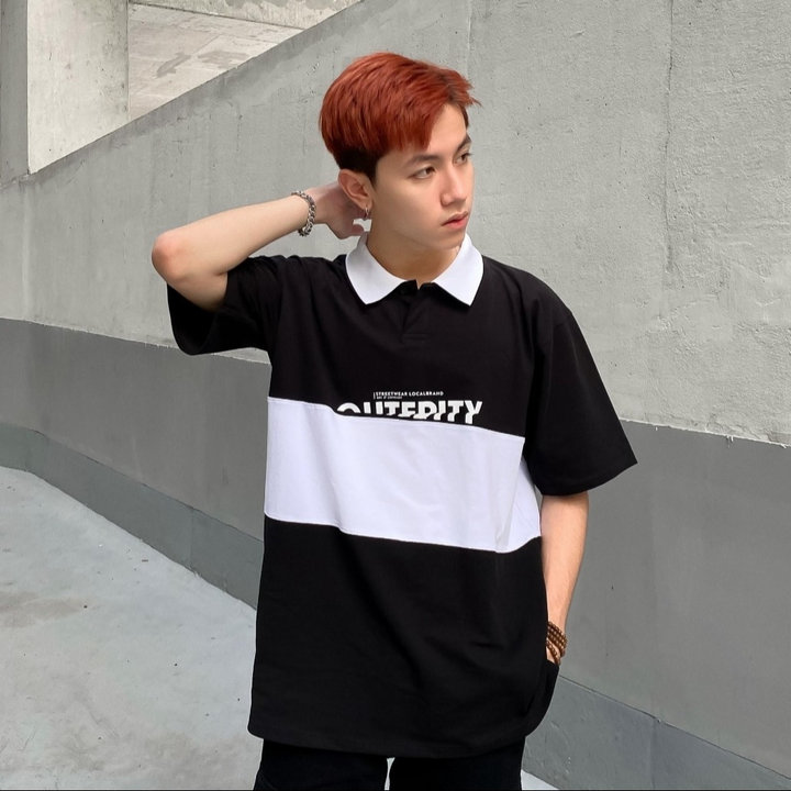 áo Polo Unisex Nam Nữ, áo Thun Có Cổ Phối Màu đen Trắng Học Sinh Màu đen