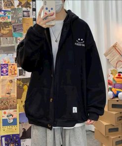 áo Khoác Nỉ Nam Thêu Mặt Cười A Good Day Nút Cài – Htm Fashion