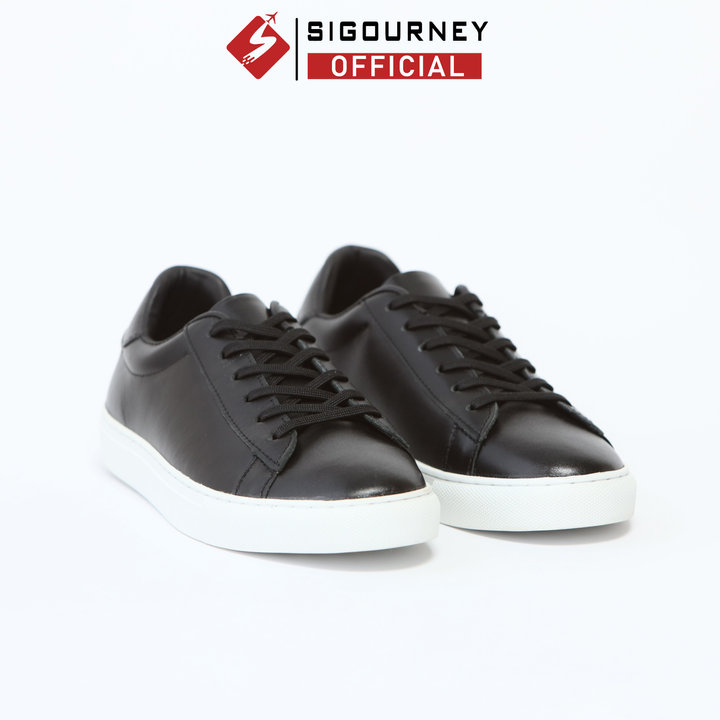 Giày Thể Thao Nam Da Bò Màu đen – Giày Sneaker đế Cao Su Tt002 Bảo Hành 18 Tháng – Sigourney