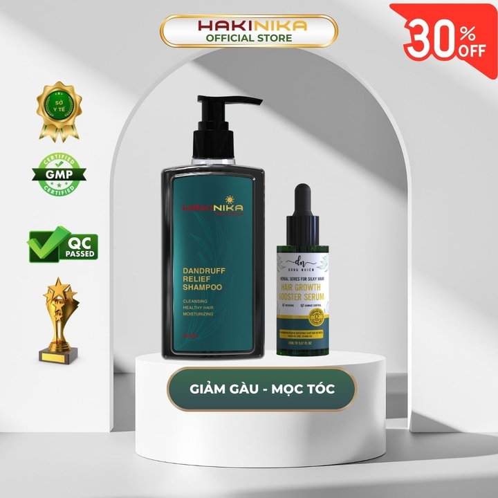 Combo Dầu Gội Giảm Gàu, Serum Kich Mọc Tóc Chiết Xuất Thiên Nhiên Cho Tóc Sạch Sâu Giảm Gàu Ngứa, Mọc Dày Khỏe